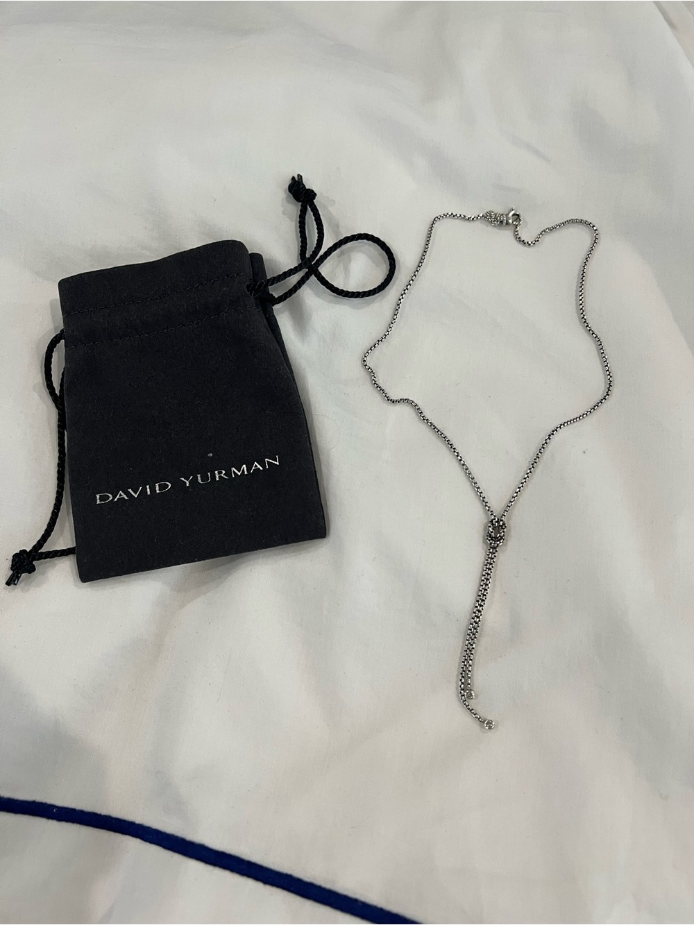David Yurman Chain Lariat w. Diamonds Necklace - Picture 5 of 6